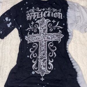 y2k Affliction Black and Gray Graphic T-Shirt
